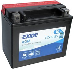 Акумулятор мото АКБ 10 Ah 150A AGM EXIDE ETX12-BS (YTX12-BS)