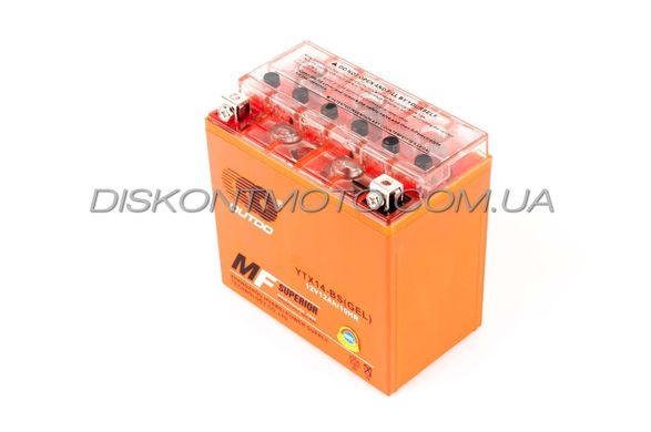 Аккумулятор АКБ 12V 12А гелевый (150.6x87.5x146.4, оранжевый, YTX 14-BS) OUTDO
