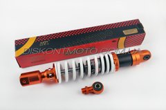 Амортизатор универсальный (с переходником) 350mm, тюнинговый NDT (оранжево-белый)