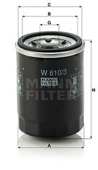 Масляный фильтр лодочный мотор MERCURY MARINE 4T F 25 ,30 M/E ,40 EFI M/E ,50/60 E/EL ,115 EFI MANN W 610/3