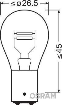 Лампа стоп-сигналу скутер P21/12V 5W BAY15d Blister Duo OSRAM 7528-02B