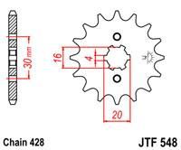 Зірка передня Yamaha YBR125 428-14 JT JTF548.14 "JT SPROCKETS"